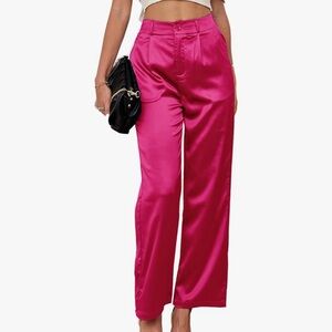 Elegant Pink Satin Women's Pants size S